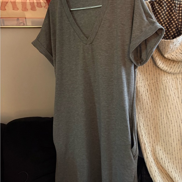 Anthropologie Gray Boxy Midi T-Shirt Dress - Picture 2 of 4